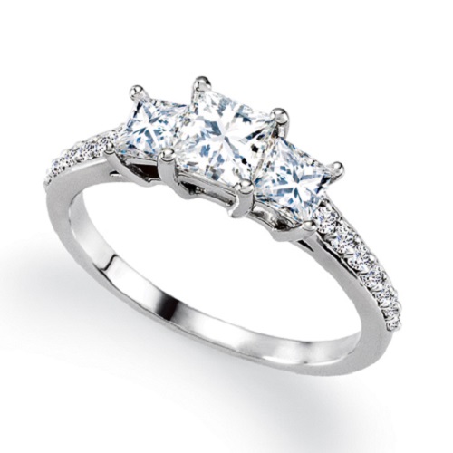 Square Engagement Ring Three Stone Square Engagement Ring Three Stone