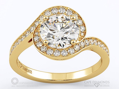 Dazzling Yellow Gold Engagement Rings - Round Twisted Claw Pave Dazzling Yellow Gold Engagement Rings - Round Twisted Claw Pave