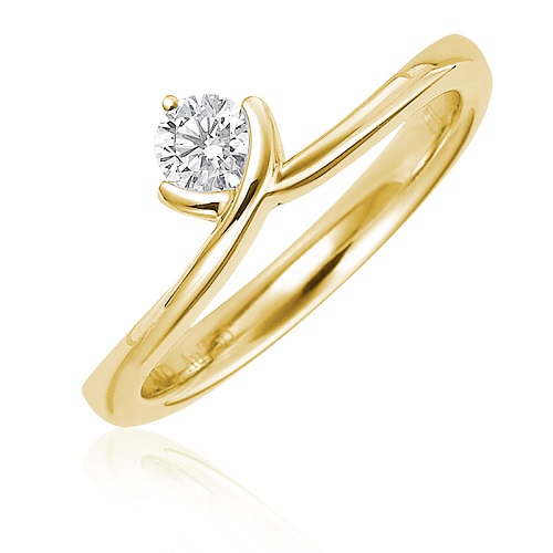 Dazzling Yellow Gold Engagement Rings - V Shape Solitaire Dazzling Yellow Gold Engagement Rings - V Shape Solitaire