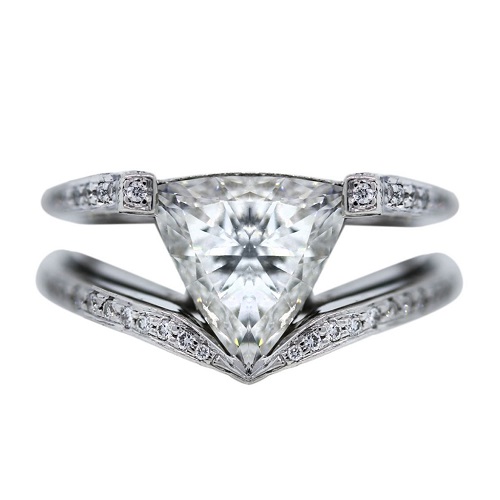 Gorgeous Trillion Engagement Rings - Double Band Gorgeous Trillion Engagement Rings - Double Band