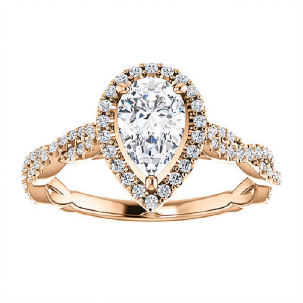 Tantalising Twisted Band Engagement Rings to Inspire - Pave Pear Twist Tantalising Twisted Band Engagement Rings to Inspire - Pave Pear Twist