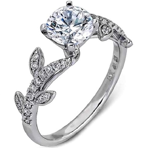 Romantic Floral Inspired Engagement Rings - Pave Vine Band Romantic Floral Inspired Engagement Rings - Pave Vine Band