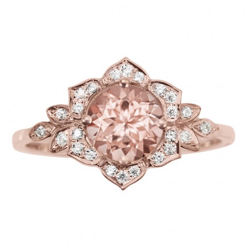 Romantic Floral Inspired Engagement Rings - Rose Gold Morganite Lilly Romantic Floral Inspired Engagement Rings - Rose Gold Morganite Lilly