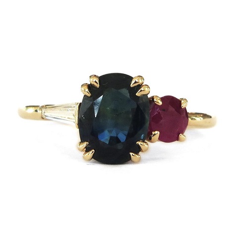 Exquisite Asymmetrical Engagement Rings - Ruby and Sapphire Exquisite Asymmetrical Engagement Rings - Ruby and Sapphire