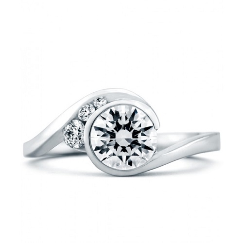 Exquisite Asymmetrical Engagement Rings - Three Stone Twist Exquisite Asymmetrical Engagement Rings - Three Stone Twist