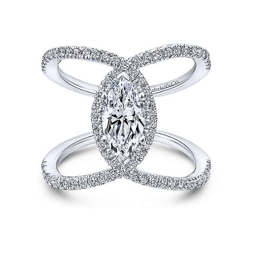 Dreamy Double Band Engagement Rings - Marquise Twist Dreamy Double Band Engagement Rings - Marquise Twist