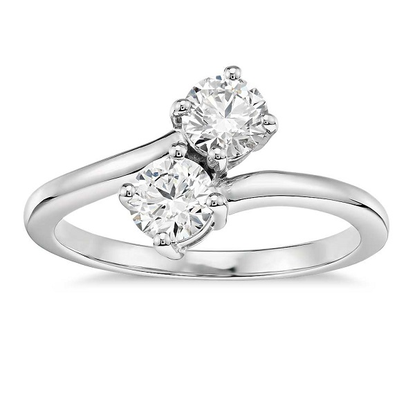 Romantic Two Stone Engagement Rings - Entwined Diamonds Romantic Two Stone Engagement Rings - Entwined Diamonds