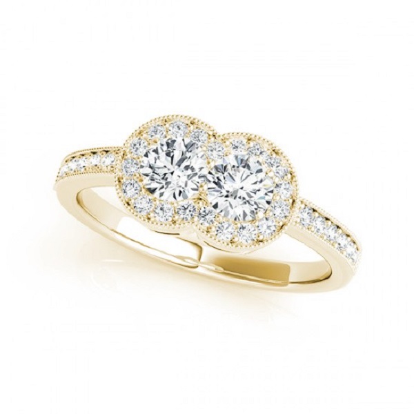 Romantic Two Stone Engagement Rings - Vintage Pave Romantic Two Stone Engagement Rings - Vintage Pave