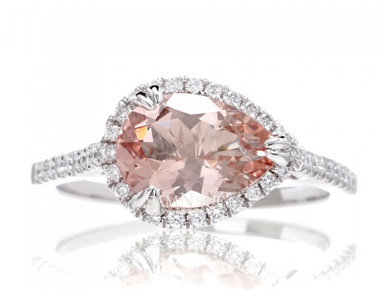 Elegant East West Engagement Rings - Morganite Pear Elegant East West Engagement Rings - Morganite Pear