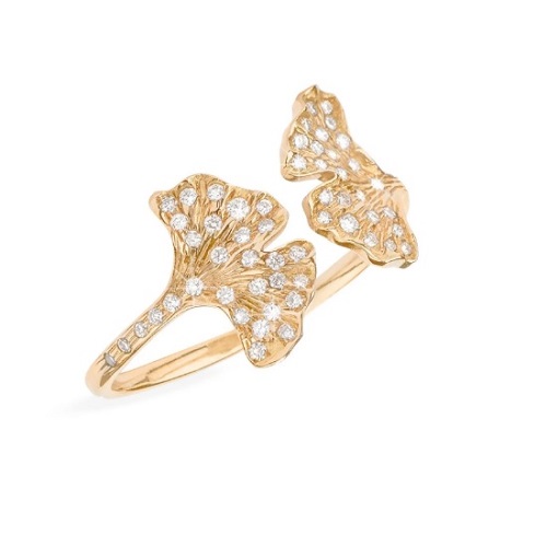 Striking-Engagement-Rings-for-Off-Beat-Brides-Gold-Ginkgo-Pave