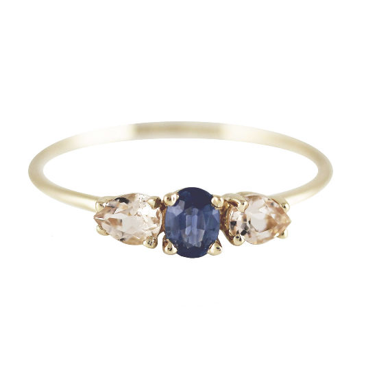 Yellow Gold, Blue Sapphire and Morganite
