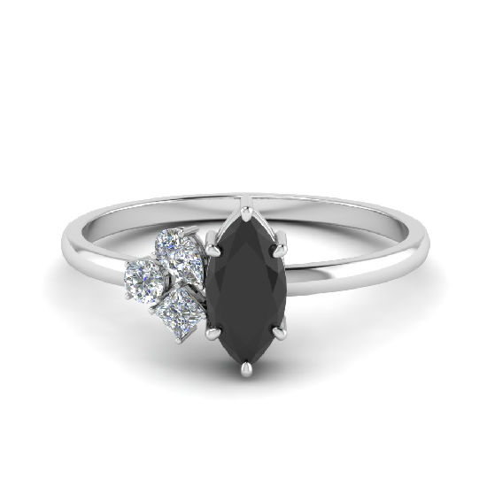 Bold and Beautiful Onyx Engagement Rings - Asymmetrical Marquise Bold and Beautiful Onyx Engagement Rings - Asymmetrical Marquise