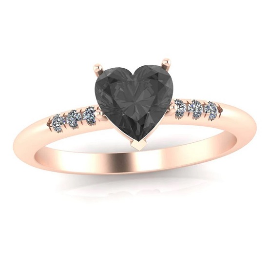 Bold and Beautiful Onyx Engagement Rings - Pave Heart Bold and Beautiful Onyx Engagement Rings - Pave Heart