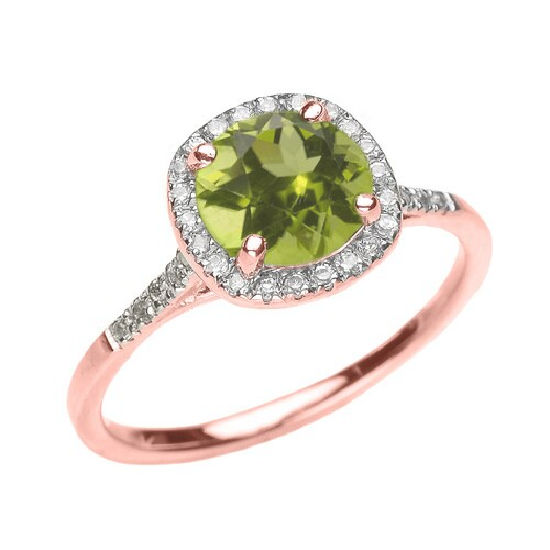 Vibrant Peridot Engagement Rings Rose Gold