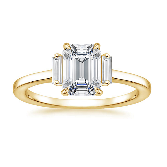 Glamorous-Baguette-Engagement-Rings-to-Inspire-Gold-Three-Stone