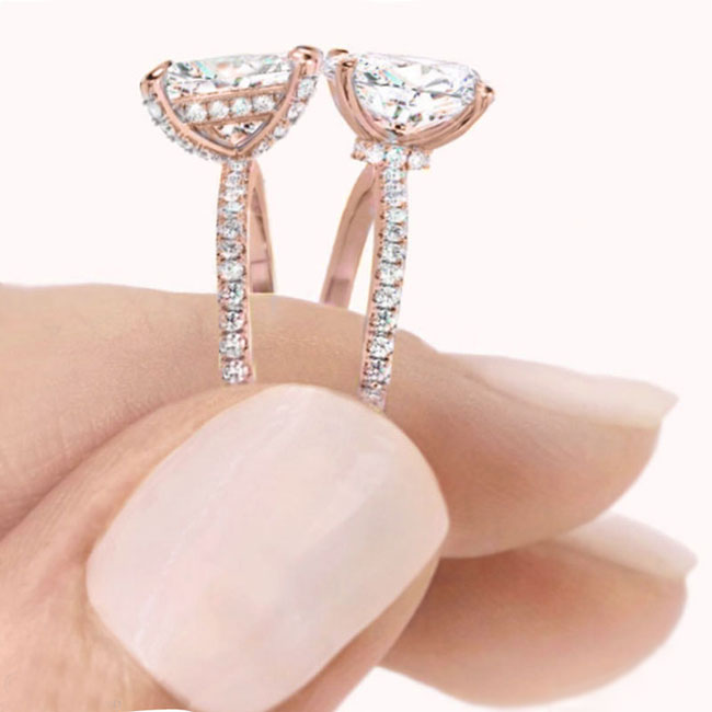 Hidden Halo Rose Gold Diamond Engagement Rings