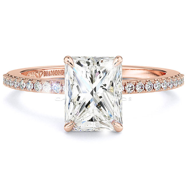 Radiant Cut Rose Gold Diamond Engagement Rings