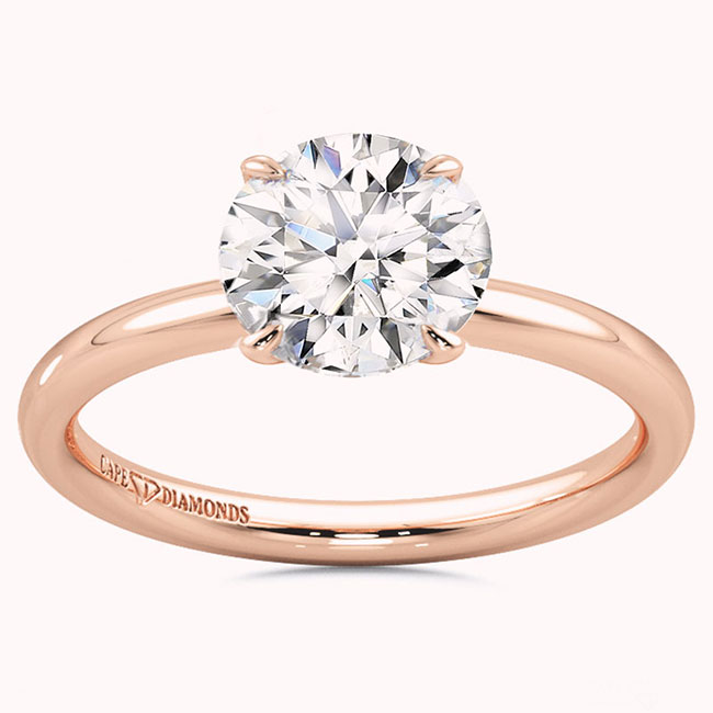 Round Cut Rose Gold Diamond Engagement Rings