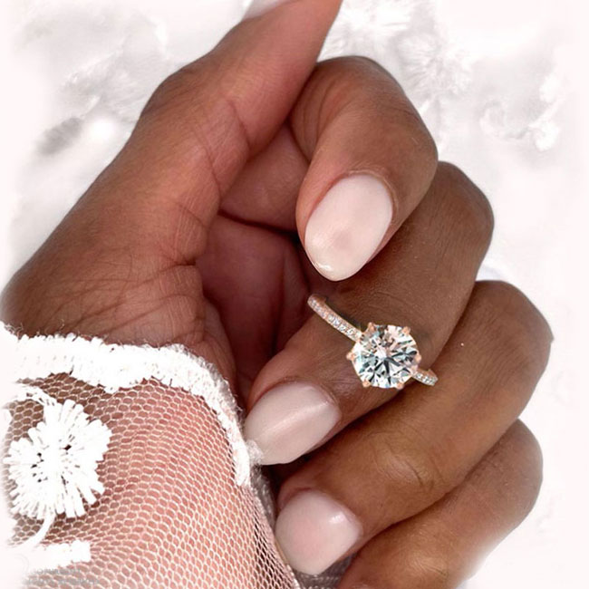 Side Stone Rose Gold Diamond Engagement Rings