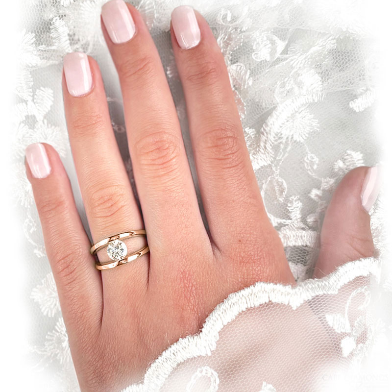 Split Band Rose Gold Diamond Engagement Rings