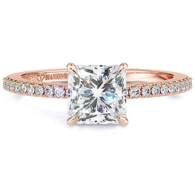 Princess Cut Rose Gold Diamond Engagement Rings