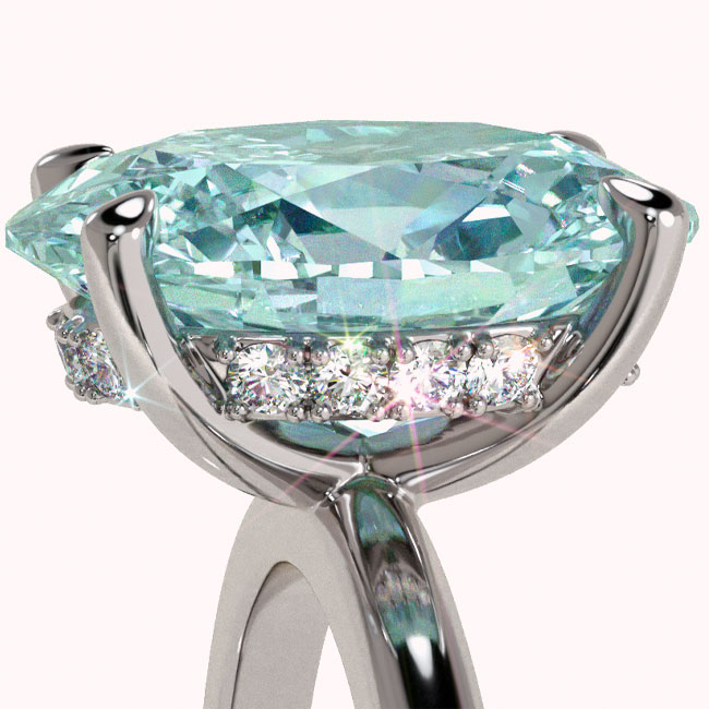 Light Blue Diamond Hidden Halo Engagement Rings