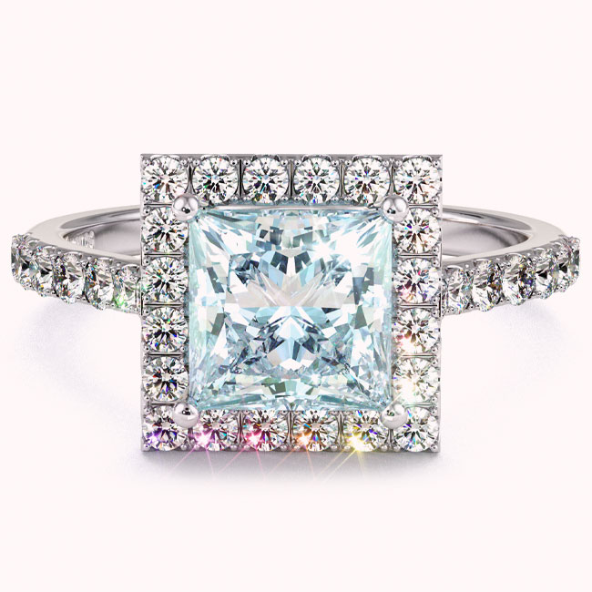Light Blue Diamond Halo Engagement Rings