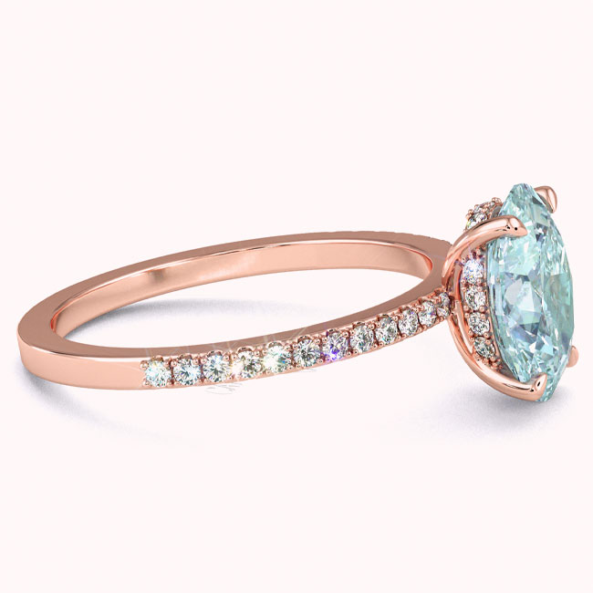 Light Blue Diamond Rose Gold Engagement Rings
