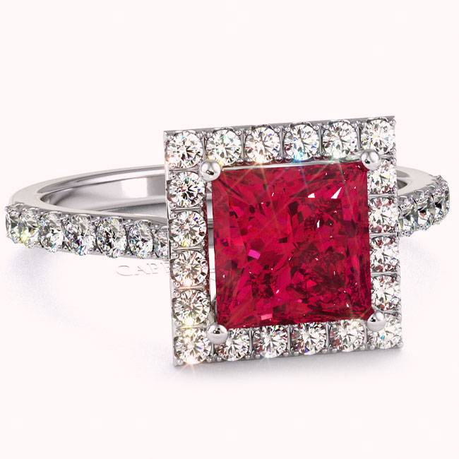 Halo Ruby Engagement Rings