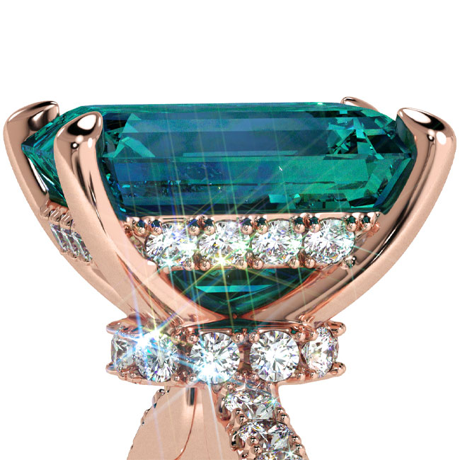 Rose Gold Teal Sapphire Engagement Rings