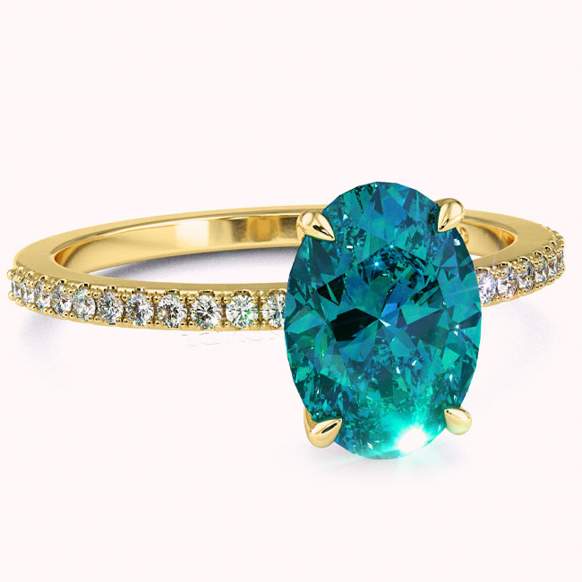 Yellow Gold Teal Sapphire Engagement Rings