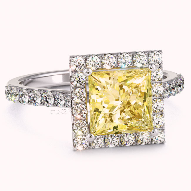 Halo Yellow Diamond Engagement Rings
