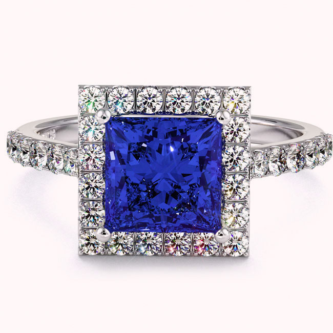 Halo Tanzanite Engagement Rings
