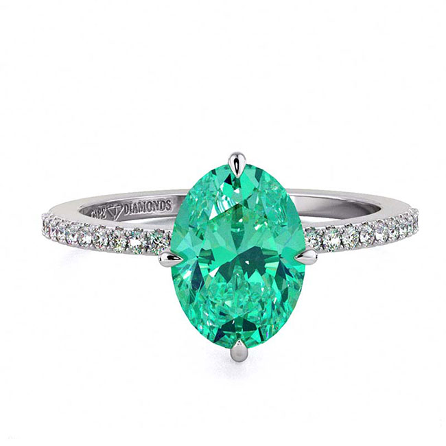 Green Diamond Side Stone Engagement Rings
