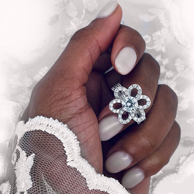 Intricate Design Moissanite Engagement Rings