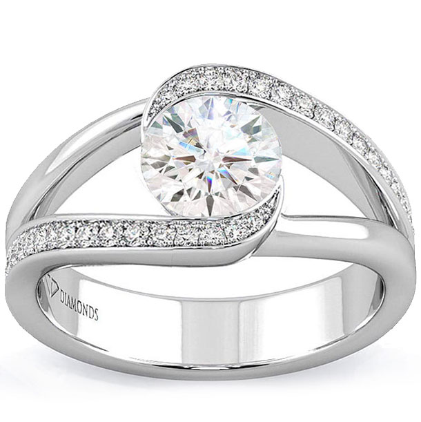 Split Band Moissanite Engagement Rings