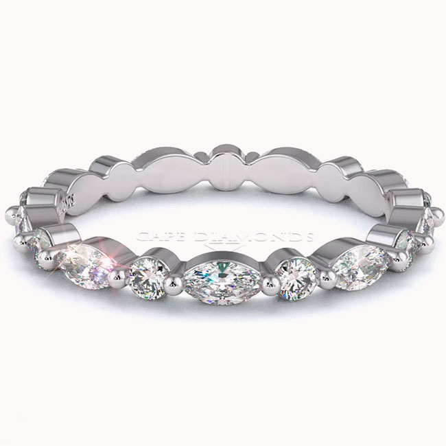 Marquise and Round Cut Full Eternity Women's Wedding Bands