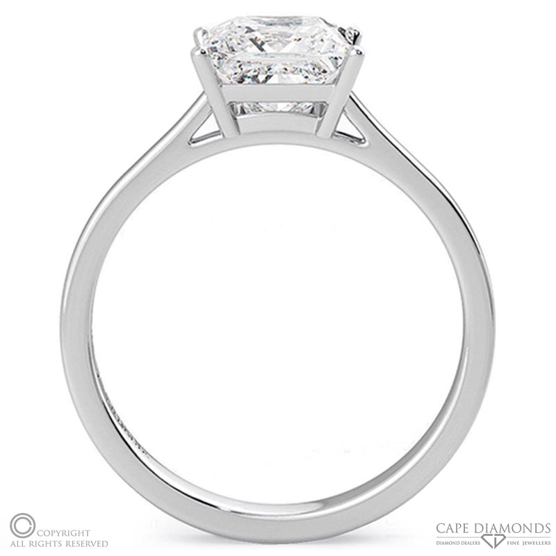 four-claw princess solitaire natural diamond engagement ring white gold with 9k white gold metal and princess shape diamond