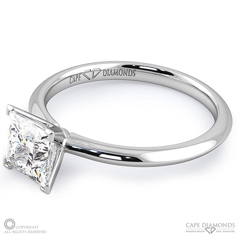 princess cut 4 claw natural diamond engagement ring white gold with 9k white gold metal and princess shape diamond