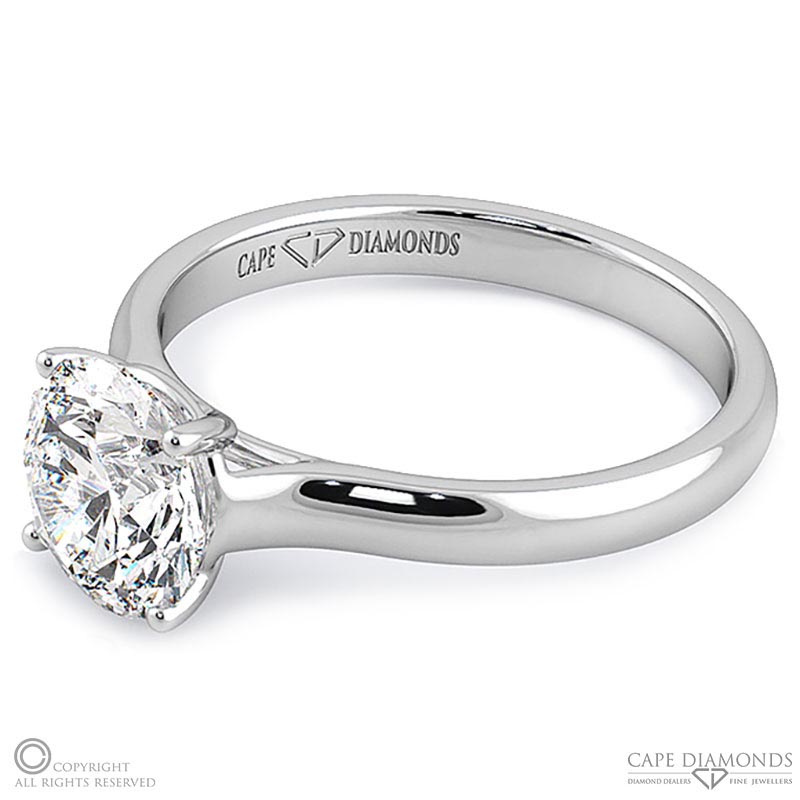 4 claw natural diamond engagement ring white gold with 9k white gold metal and round shape diamond