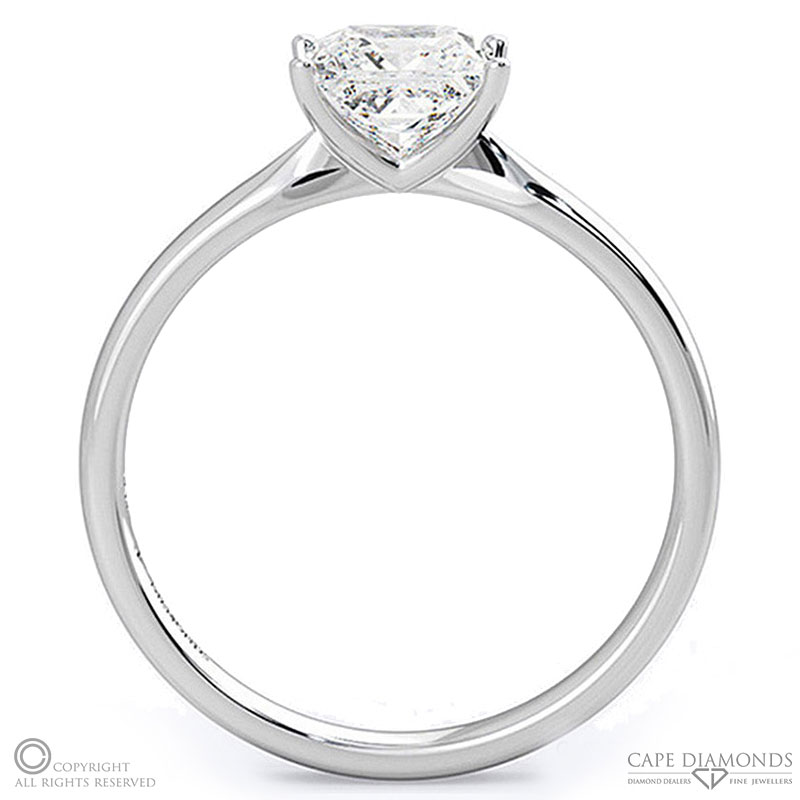 4 claw princess cut solitare natural diamond engagement ring white gold with 9k white gold metal and princess shape diamond