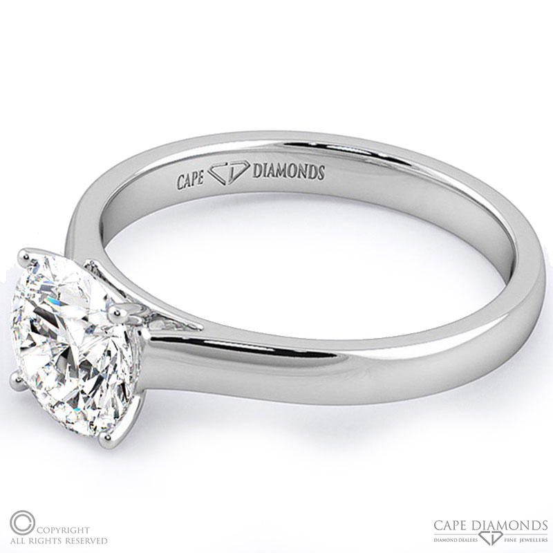 four claw raised solitaire natural diamond engagement ring white gold with 9k white gold metal and round shape diamond