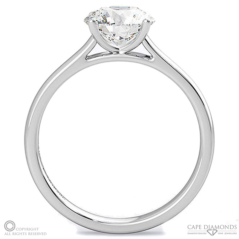 four claw raised solitaire natural diamond engagement ring white gold with 9k white gold metal and round shape diamond