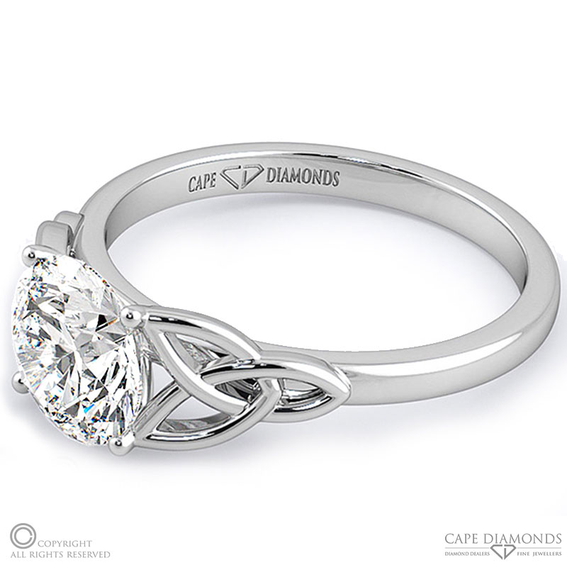 celtic infinity natural diamond engagement ring white gold with 9k white gold metal and round shape diamond