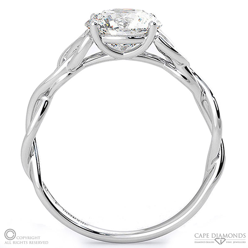 round 4 claw ornate celtic natural diamond engagement ring white gold with 9k white gold metal and round shape diamond