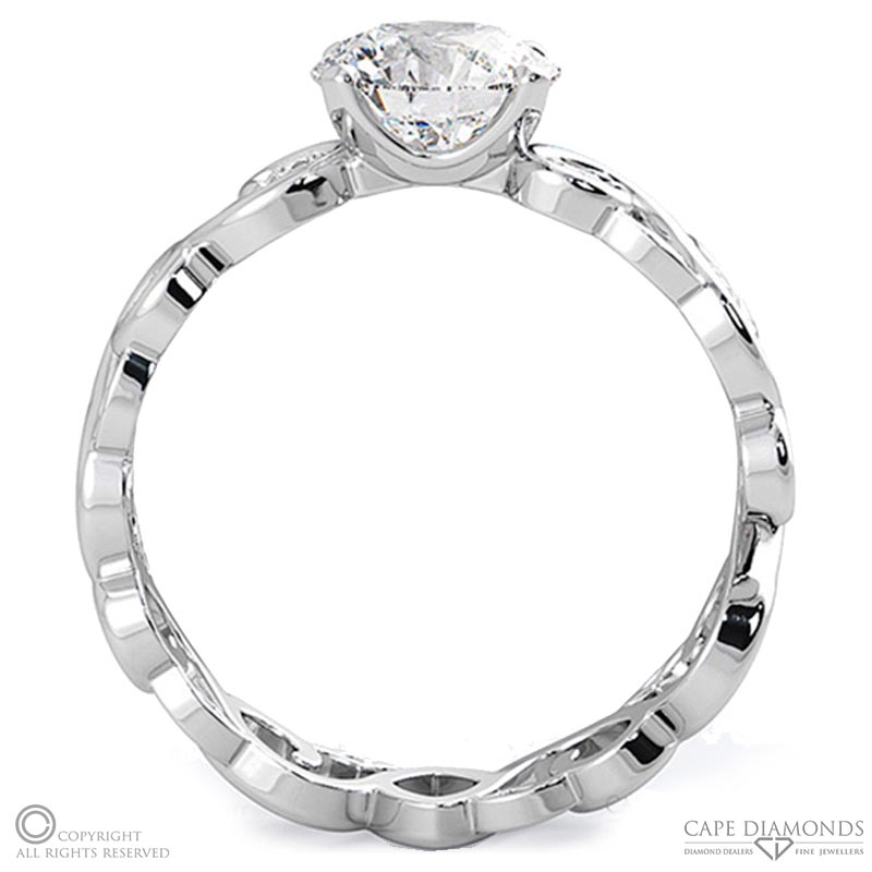 filigree twist natural diamond engagement ring white gold with 9k white gold metal and round shape diamond