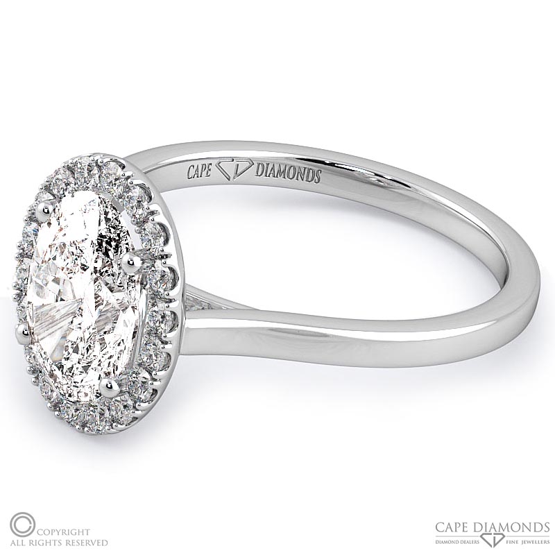 oval halo pave setting natural diamond engagement ring white gold with 9k white gold metal and oval shape diamond