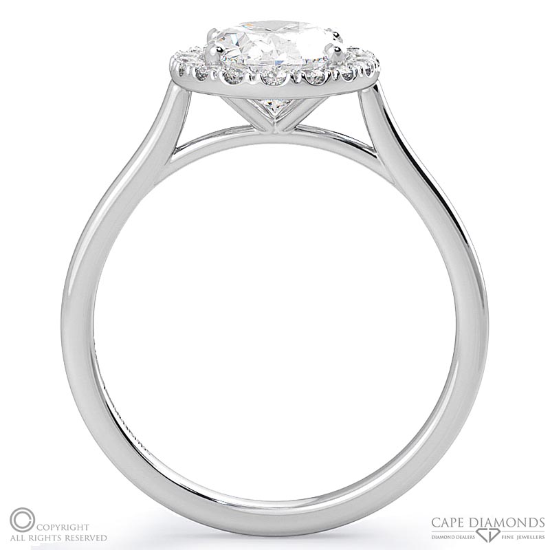 oval halo pave setting natural diamond engagement ring white gold with 9k white gold metal and oval shape diamond