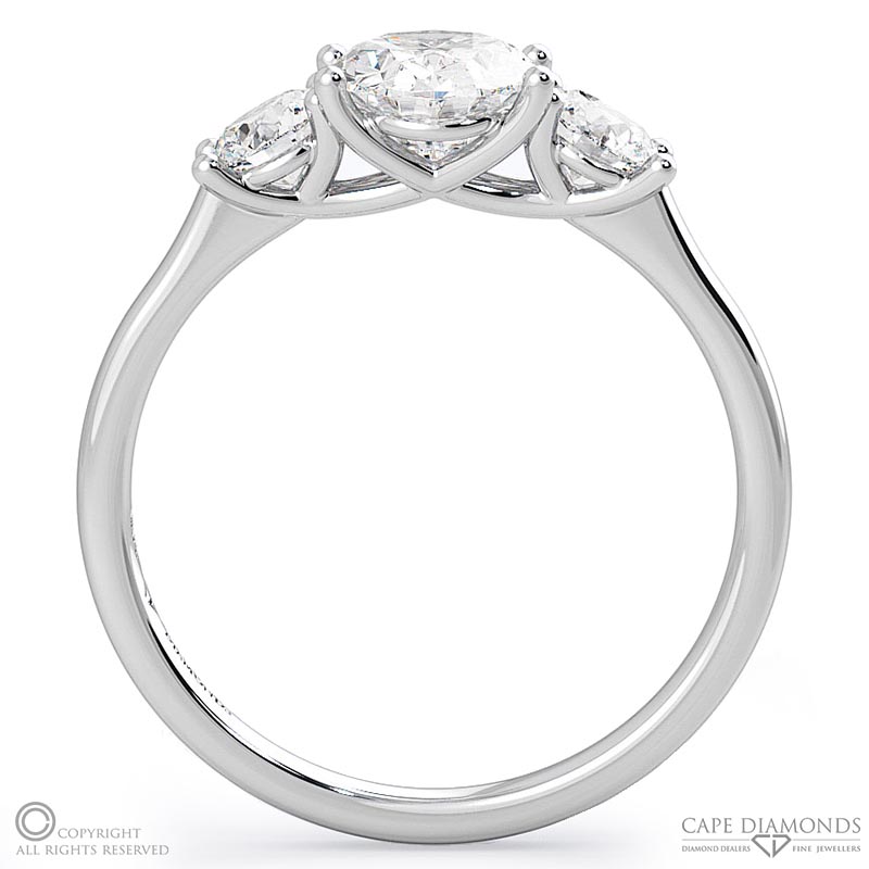 trilogy oval natural diamond engagement ring white gold with 9k white gold metal and oval shape diamond
