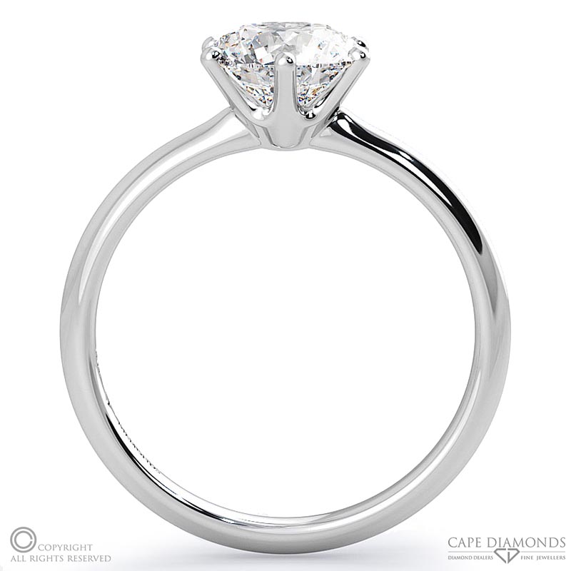 6-prong solitaire round natural diamond setting white gold with 9k white gold metal and round shape diamond